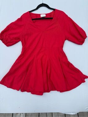Universal Threads Red V‑Neck Pleated Skirt Dress